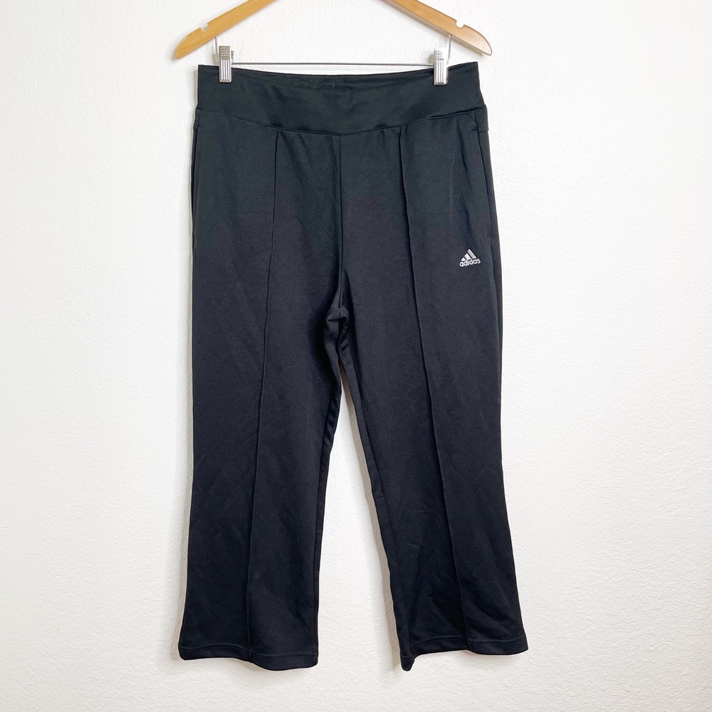 Adidas W Xpress Flare Black Cropped Pintuck Pants Womens Large NWT